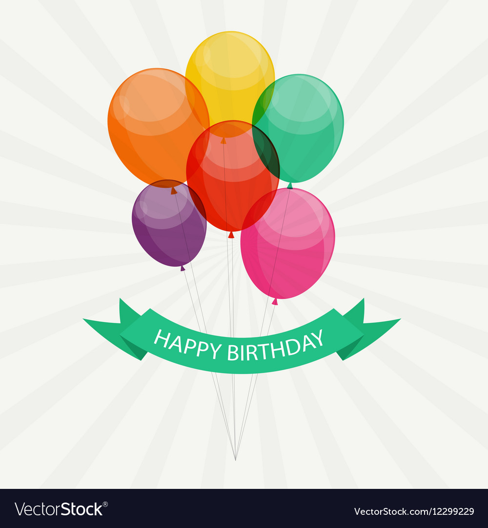 Glossy happy birthday balloons background Vector Image