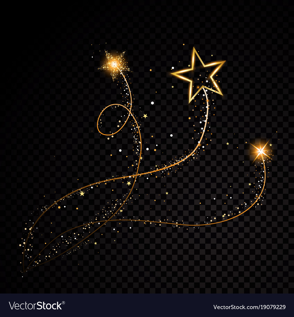 Gold glittering spiral star dust trail sparkling