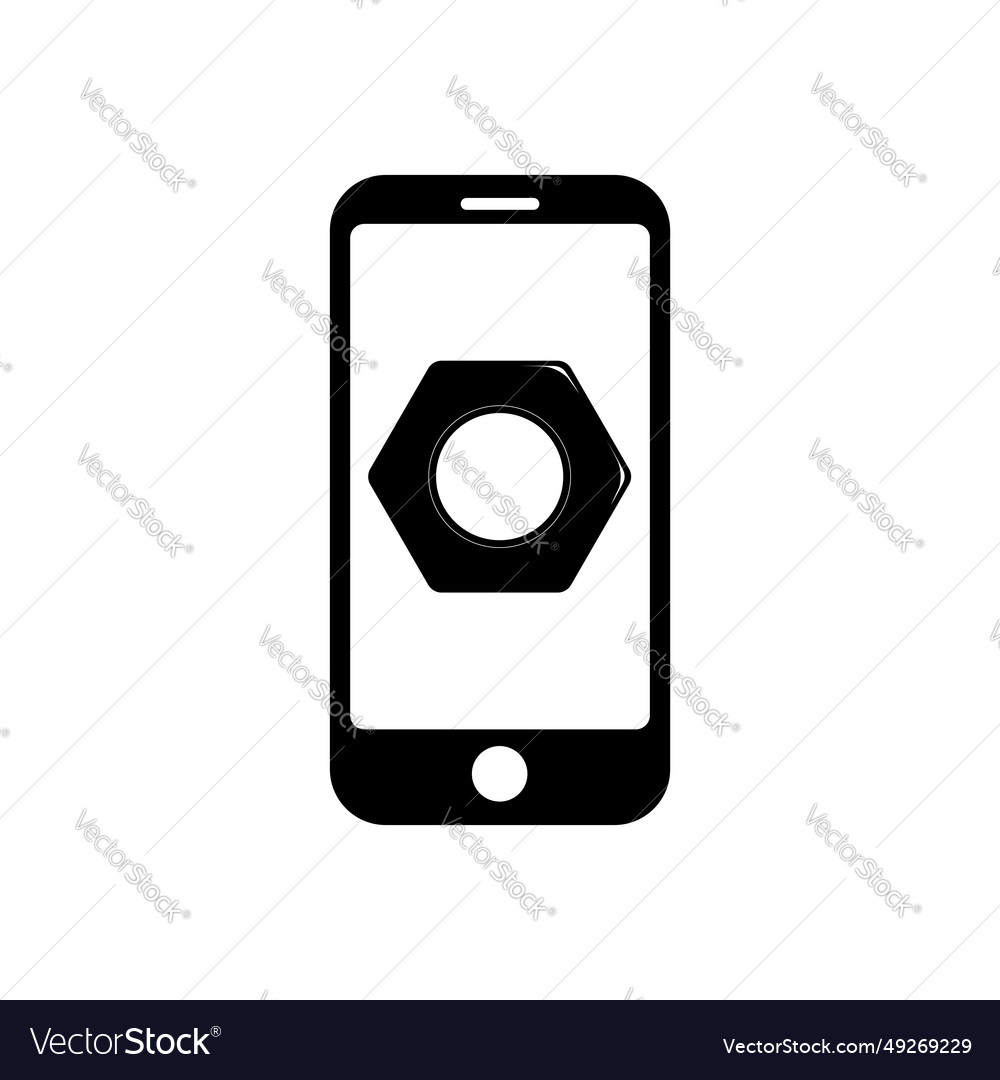 Phone with nut tool icon symbol for app and web vector image Phone with nut tool icon symbol for app and web