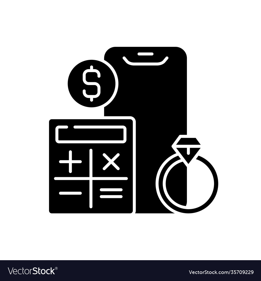 Price calculation black glyph icon