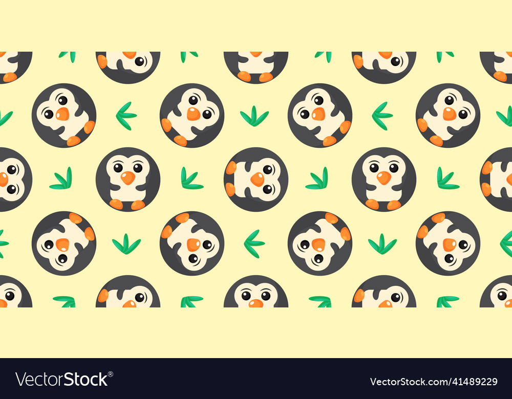 Round penguin seamless pattern background Vector Image Round penguin seamless pattern background