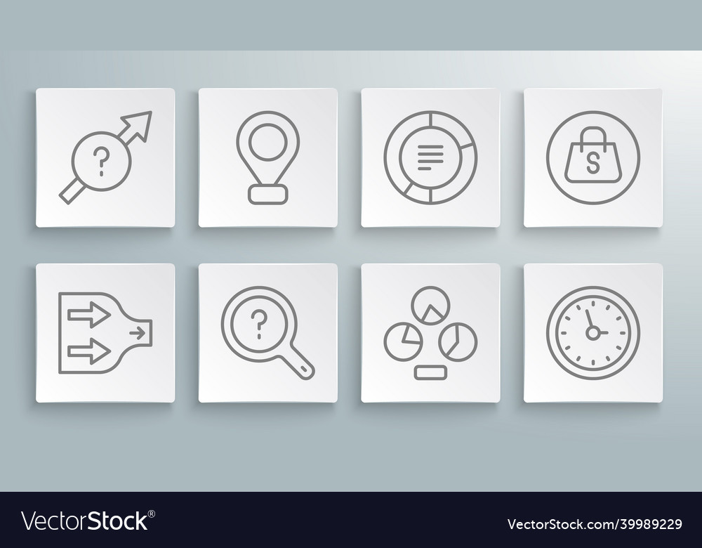 Set line arrow location unknown search pie vector image Set line arrow location unknown search pie