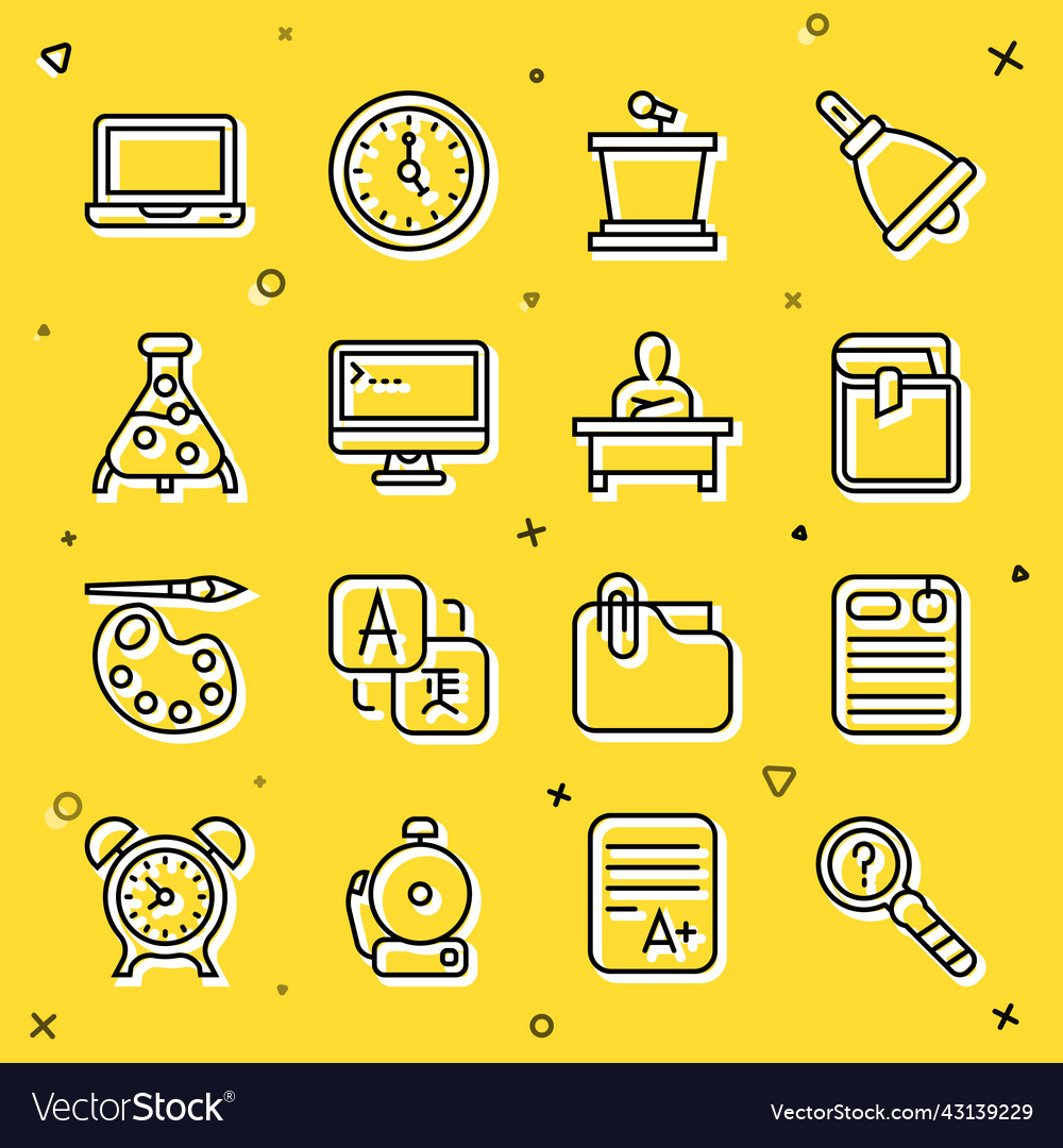 Set line unknown search dossier folder book vector image Set line unknown search dossier folder book