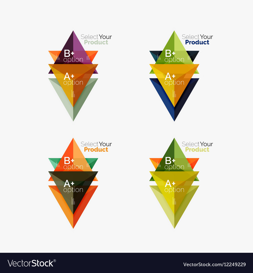 Set of triangle infographic layouts with text