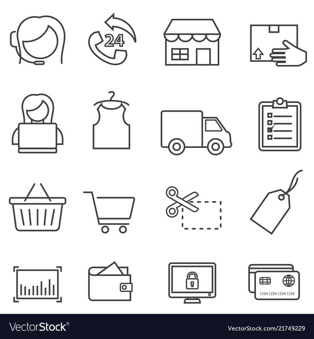 Shopping Cart Line Icons - E-Commerce