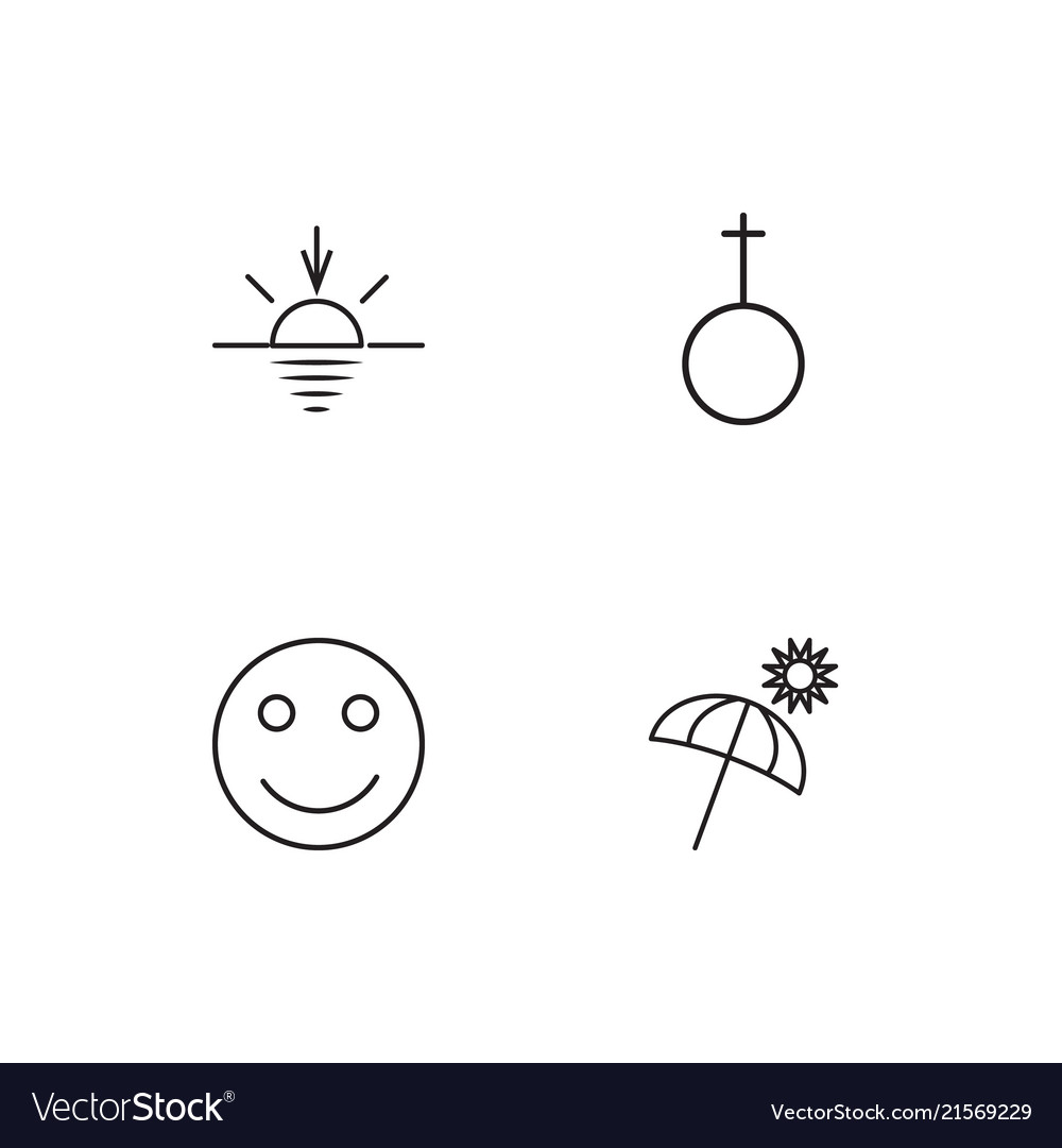Summer linear icons set simple outline