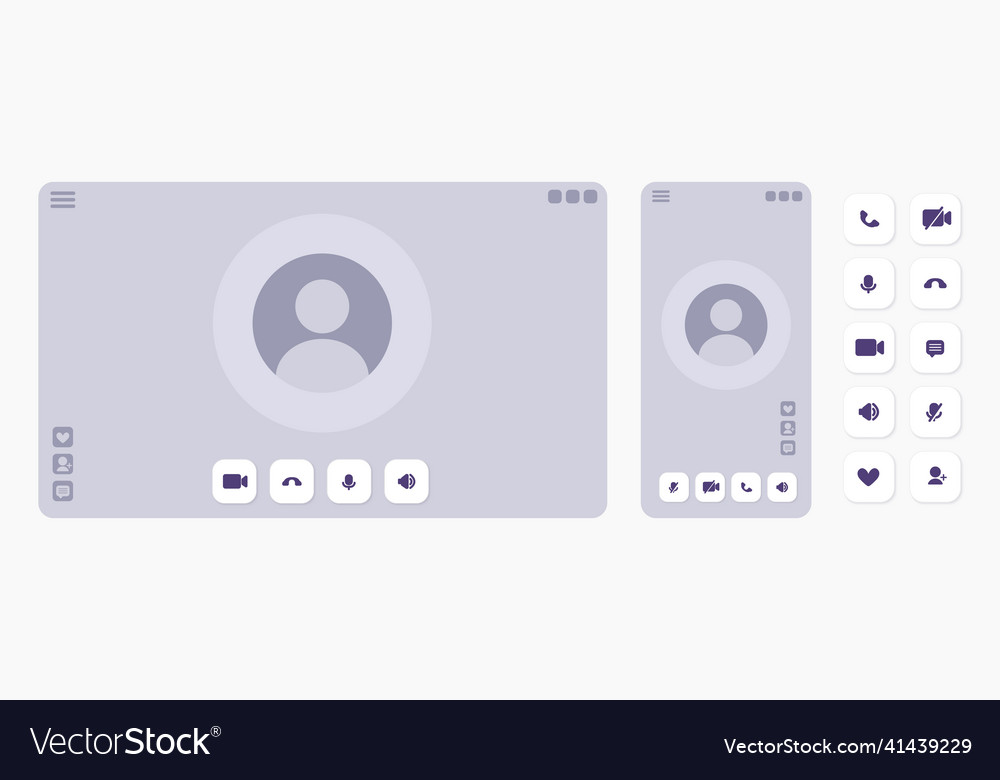 Videocall interface template with user icon vector image Videocall interface template with user icon