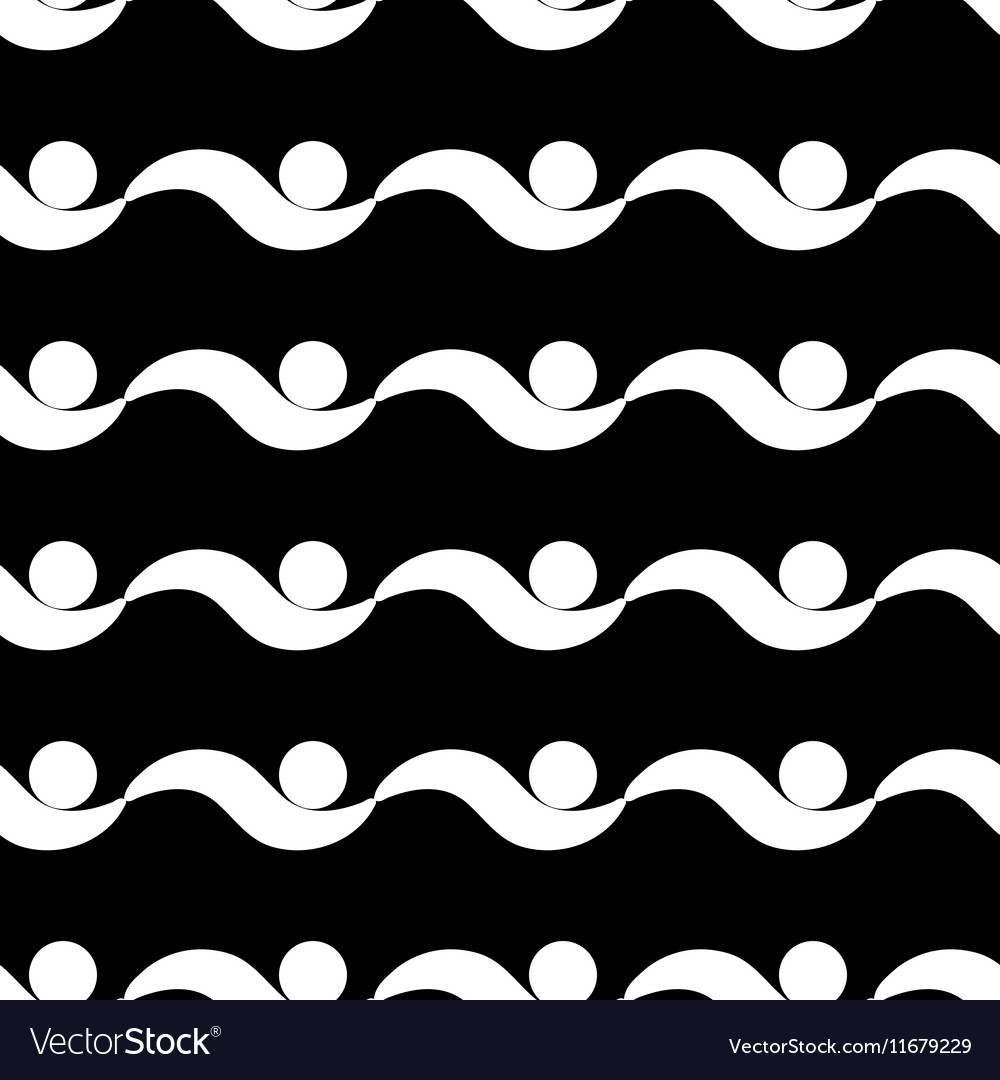 Wavy line and circle seamless pattern 1