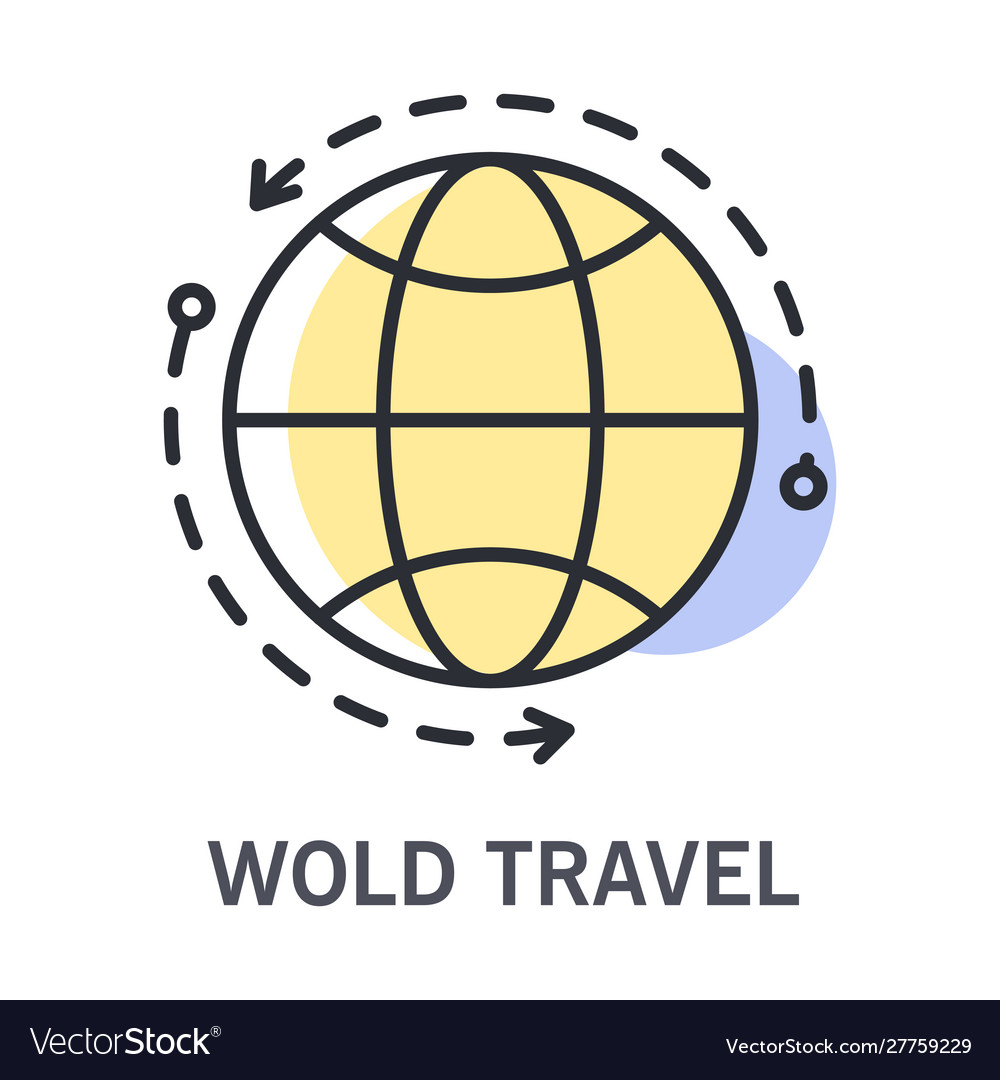 World travel icon with round globe and arrows Vector Image