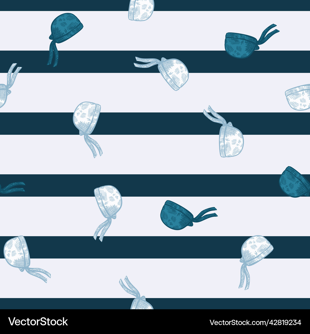 Bandana chef hat seamless pattern engraving Vector Image