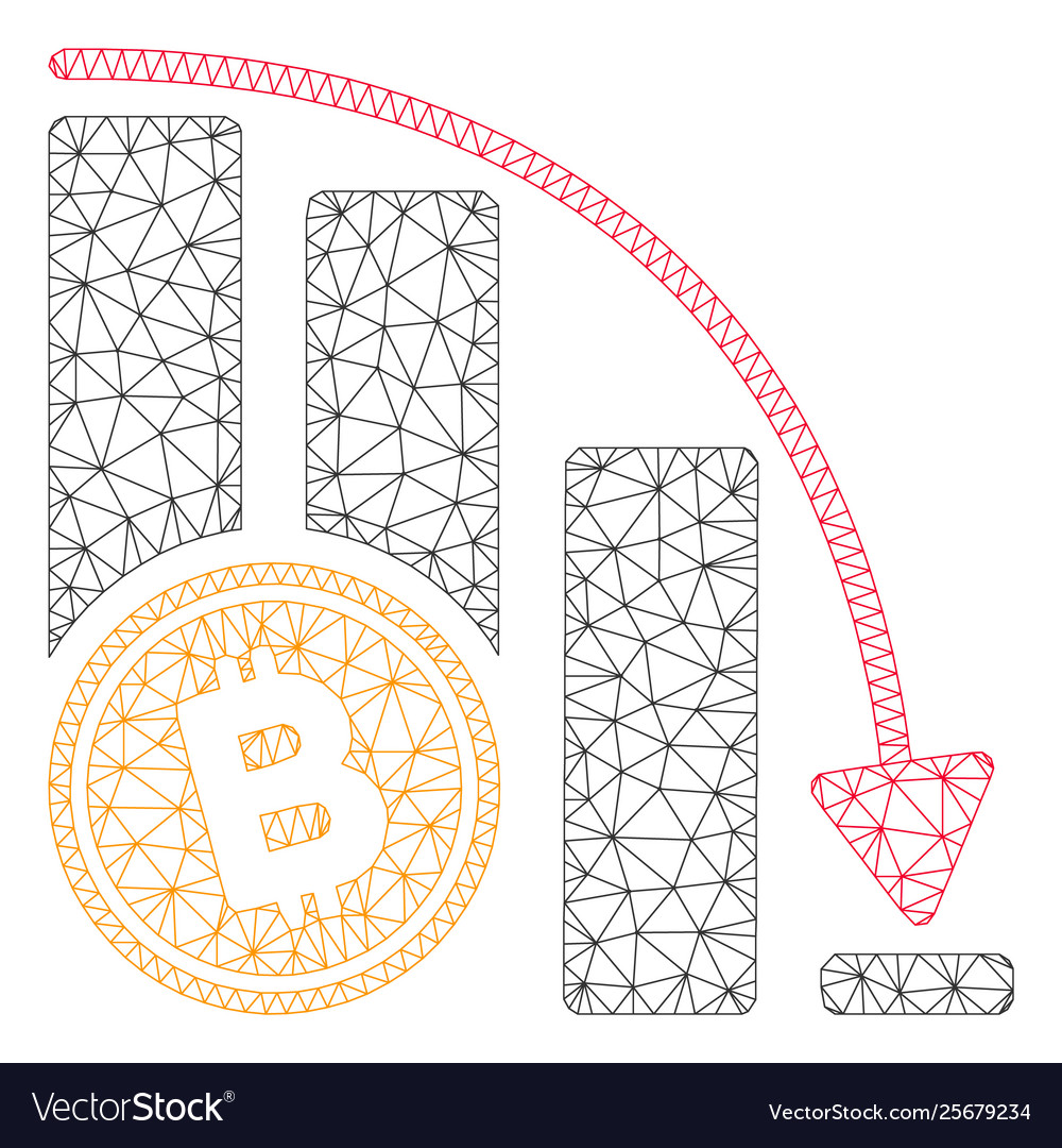 Bitcoin falling acceleration chart mesh vector image Bitcoin falling acceleration chart mesh