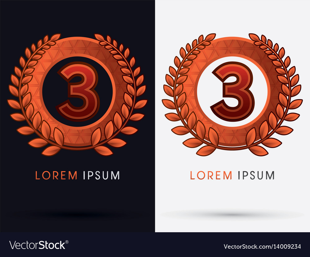 Bronze ribbon awards for number 3 Royalty Free Vector Image