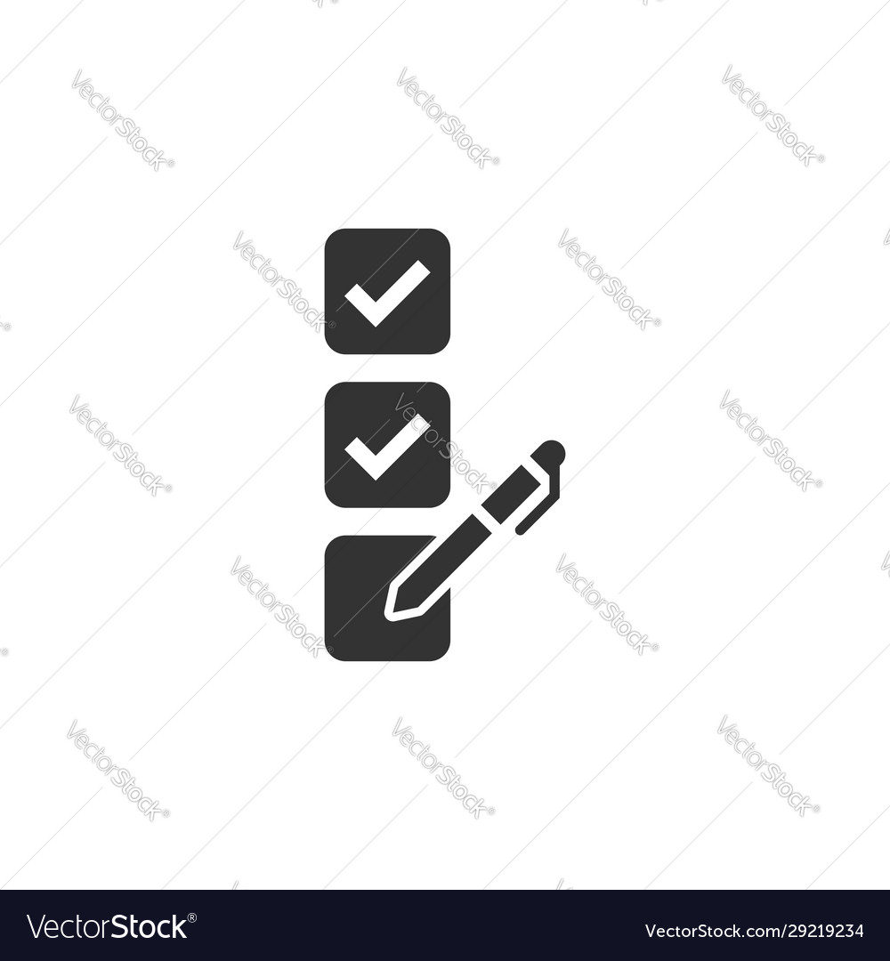 Checklist document icon in flat style survey Vector Image