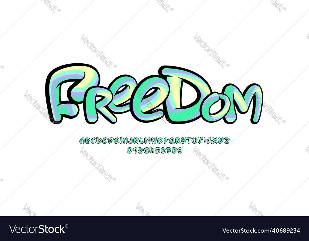 Colored cursive font handwritten script alphabet vector image Colored cursive font handwritten script alphabet