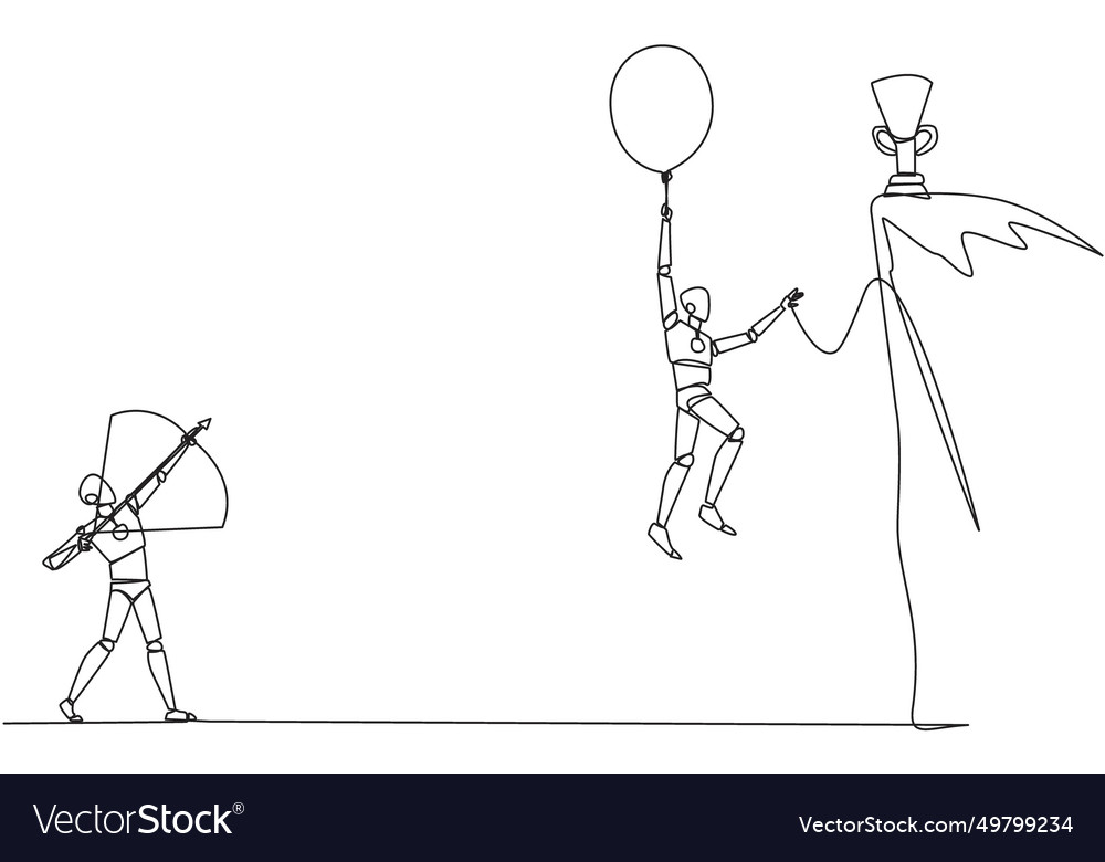 Continuous one line drawing smart robot wants