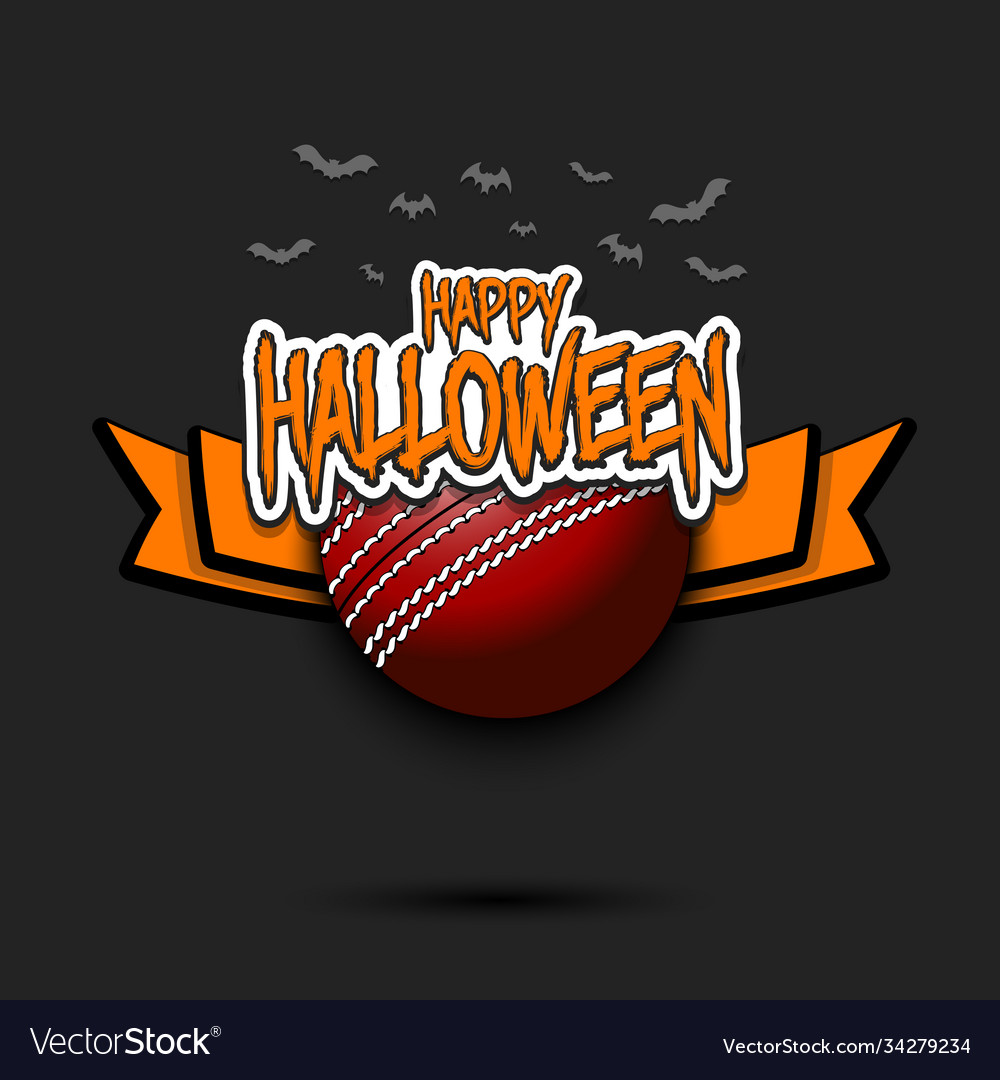 Cricket ball and happy halloween