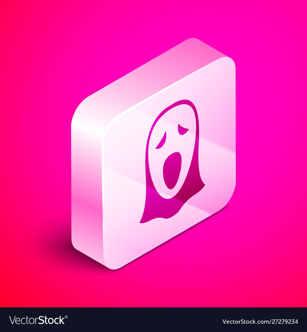 Isometric funny and scary ghost mask for halloween Vector Image Isometric funny and scary ghost mask for halloween