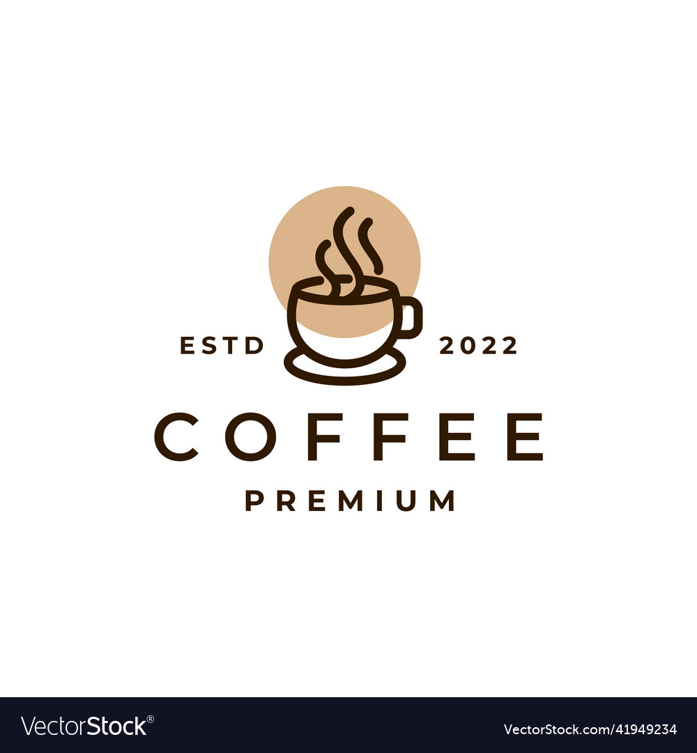 Line art mug for coffee logo design Royalty Free Vector