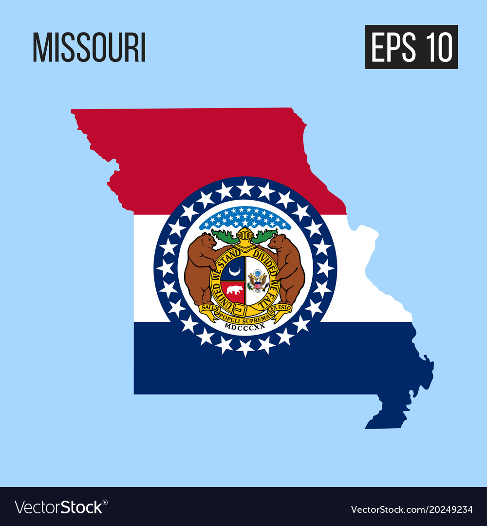 Missouri map border with flag eps10 Royalty Free Vector