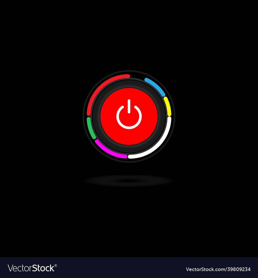 On off push style power neon buttons vector image On off push style power neon buttons