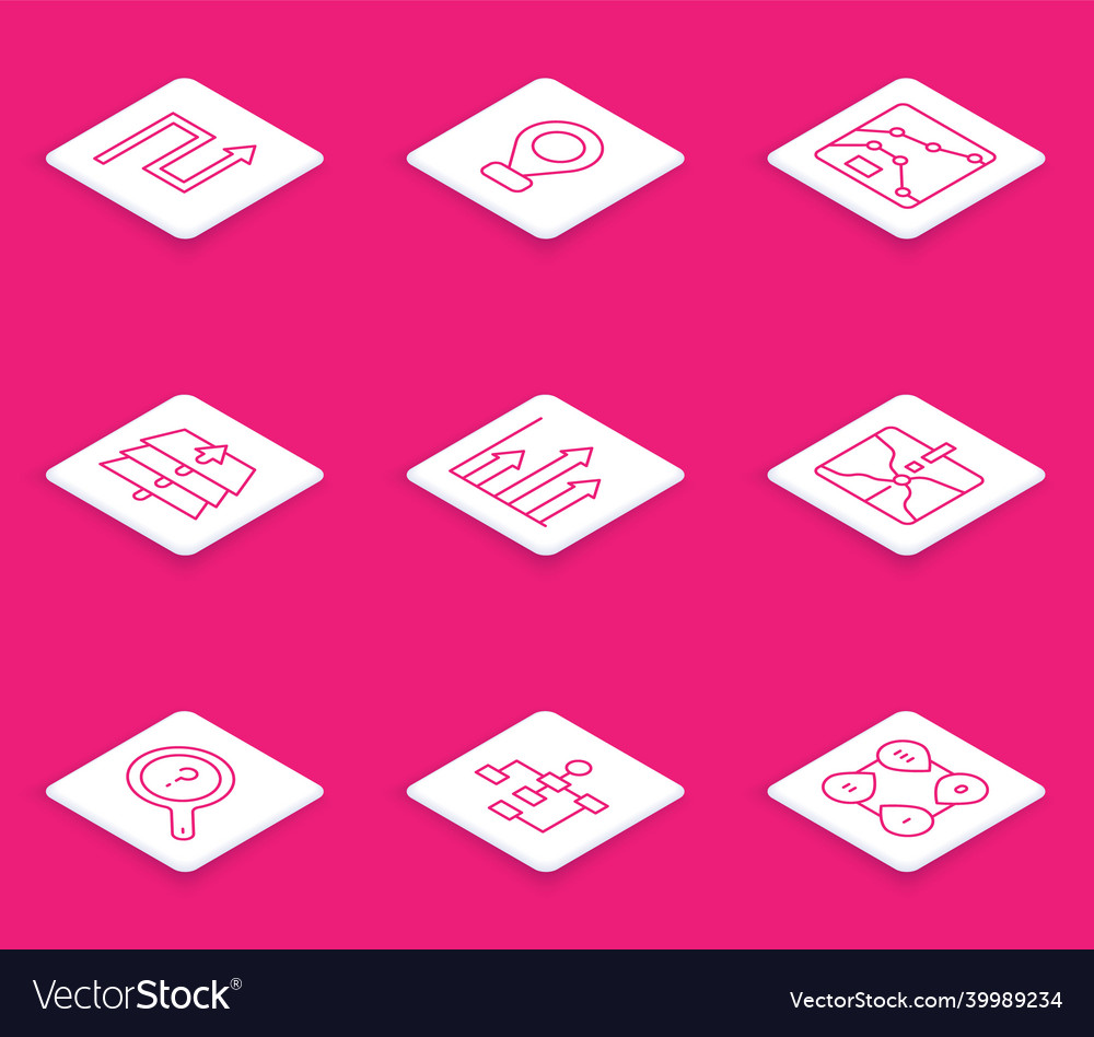 Set line arrow location graph chart diagram vector image Set line arrow location graph chart diagram