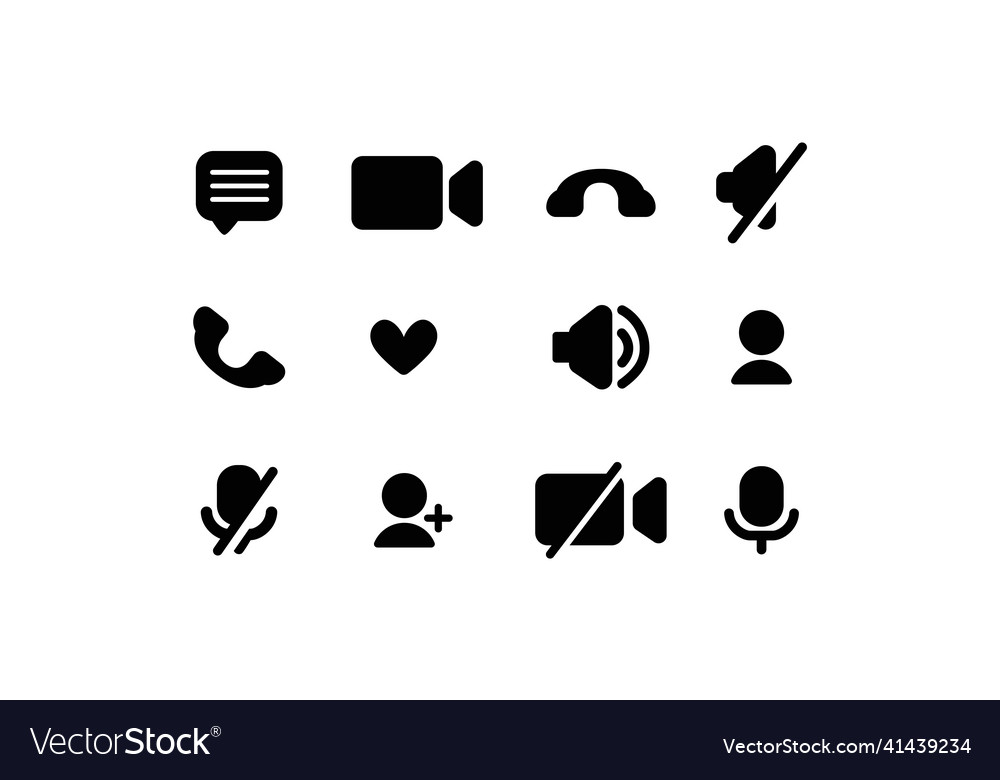 Set of the video chat user interface icons vector image Set of the video chat user interface icons