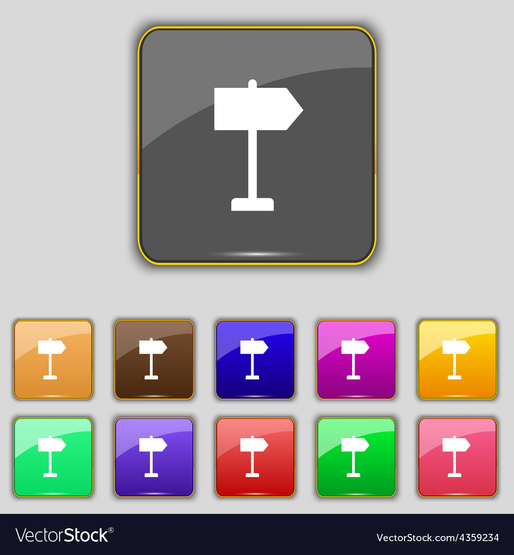 Signpost icon sign set with eleven colored buttons