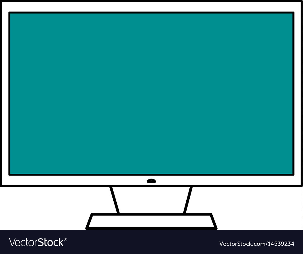 Sketch color silhouette display desk computer tech