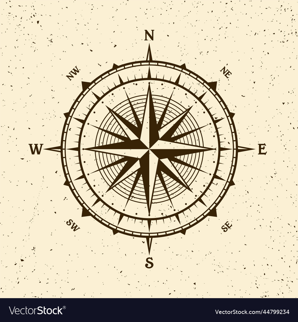 Vintage marine wind rose nautical chart Royalty Free Vector