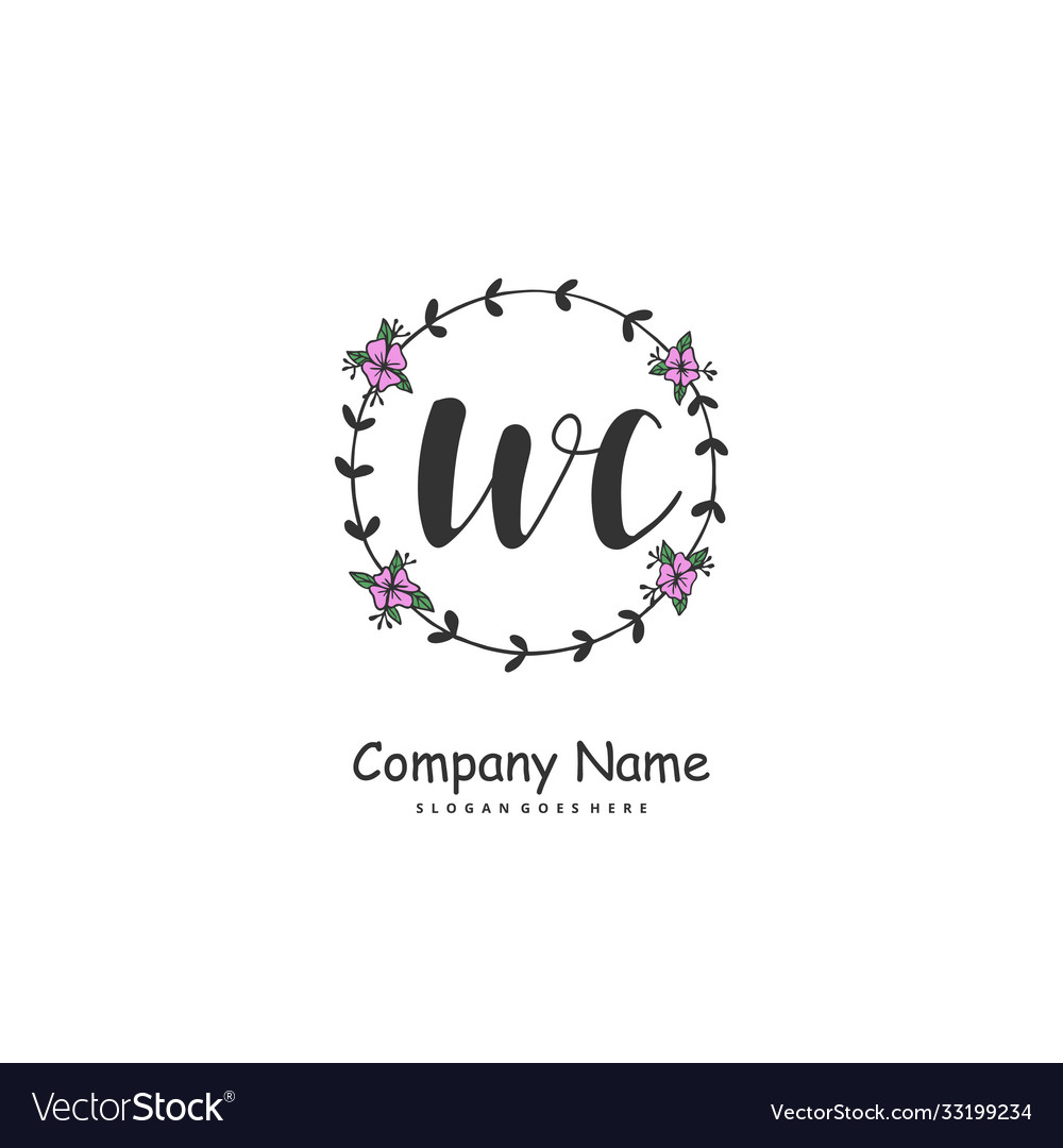 W c wc initial handwriting and signature logo Vector Image W c wc initial handwriting and signature logo