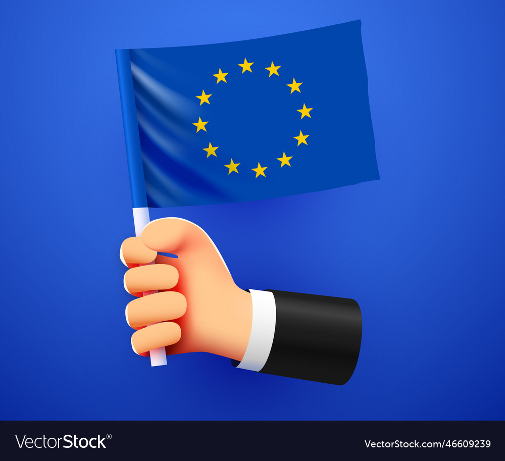 3d hand holding european union flag