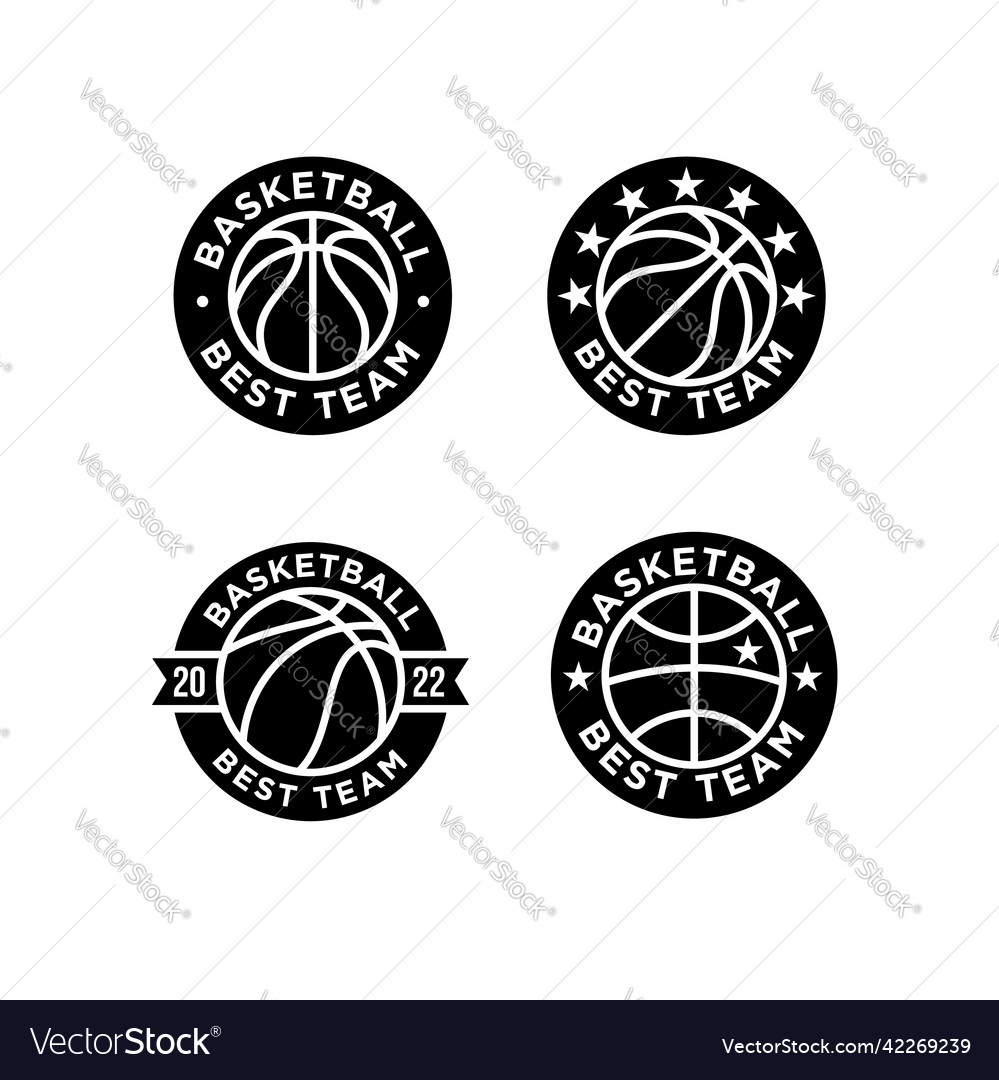 Basketball League Badge Sport Logo Royalty Free Vector Image