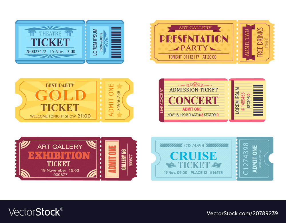 Best party gold ticket set Royalty Free Vector Image