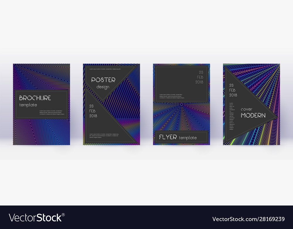 Black brochure design template set rainbow