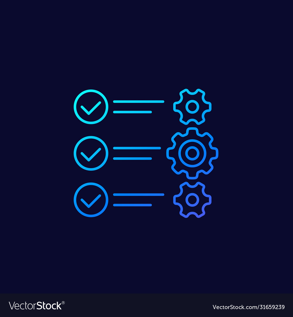 Check list with gears linear icon