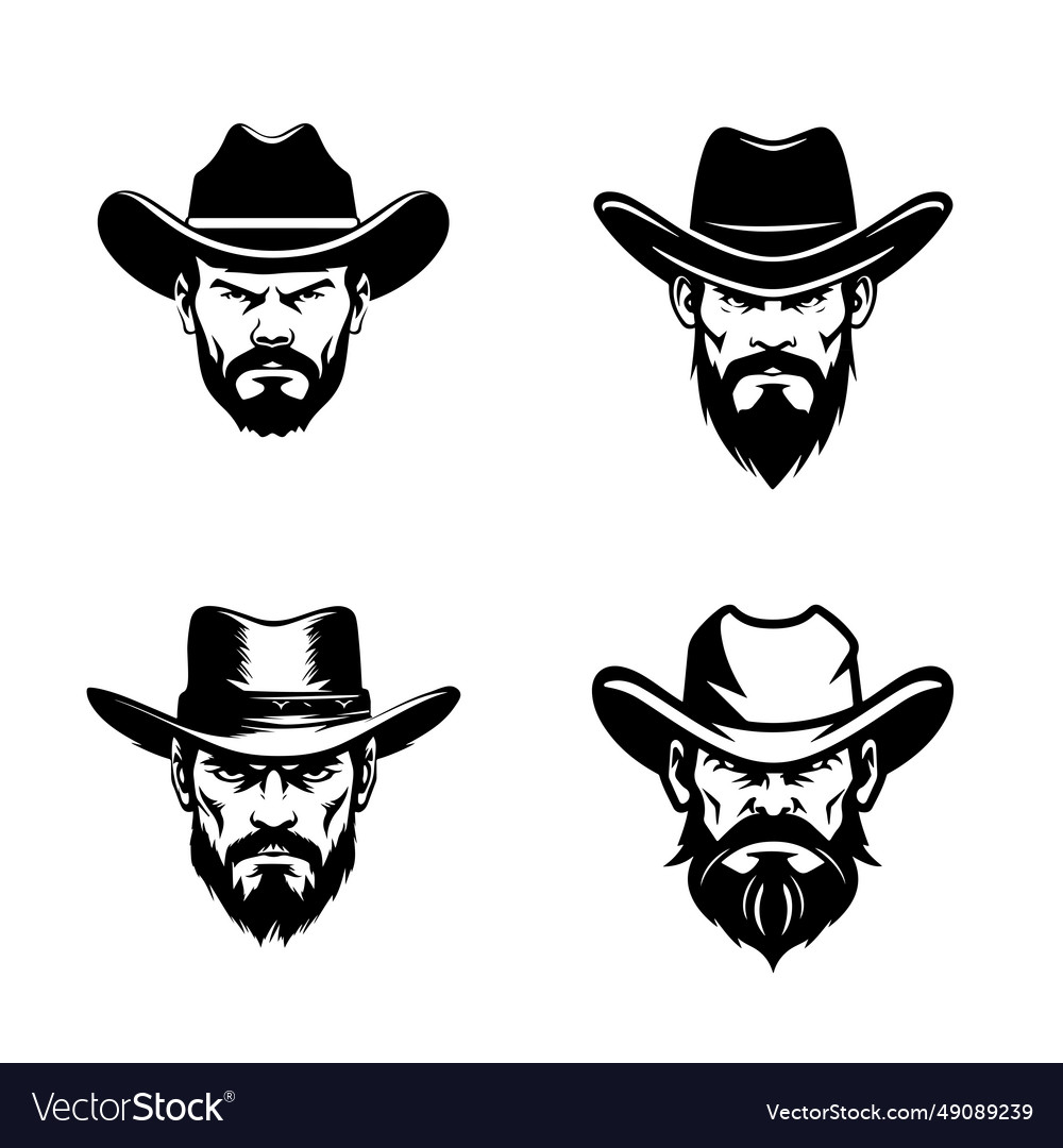 Cowboy Head Emblems Set