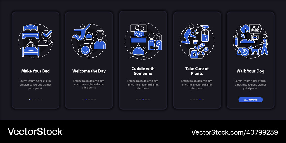 Everyday routine tips night mode onboarding Vector Image