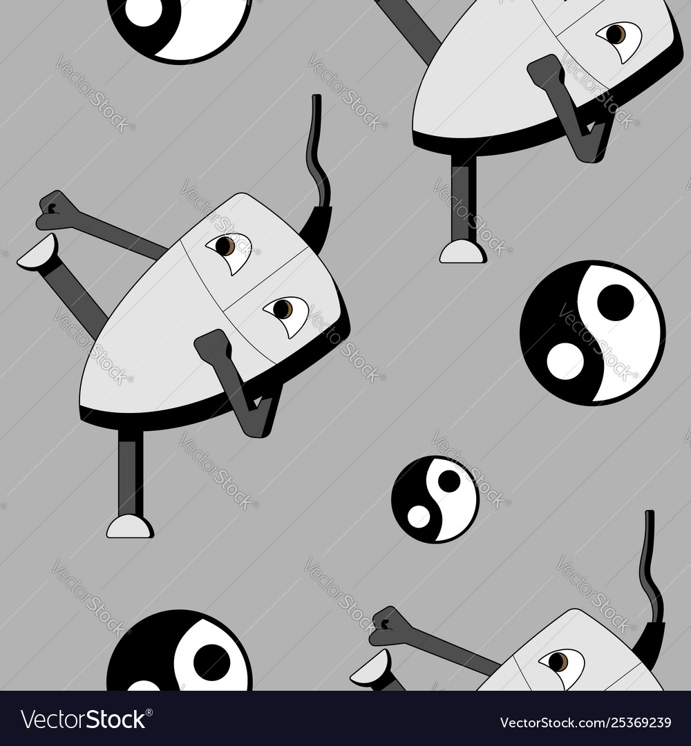 Kung fu computer mouse seamless pattern vector image Kung fu computer mouse seamless pattern
