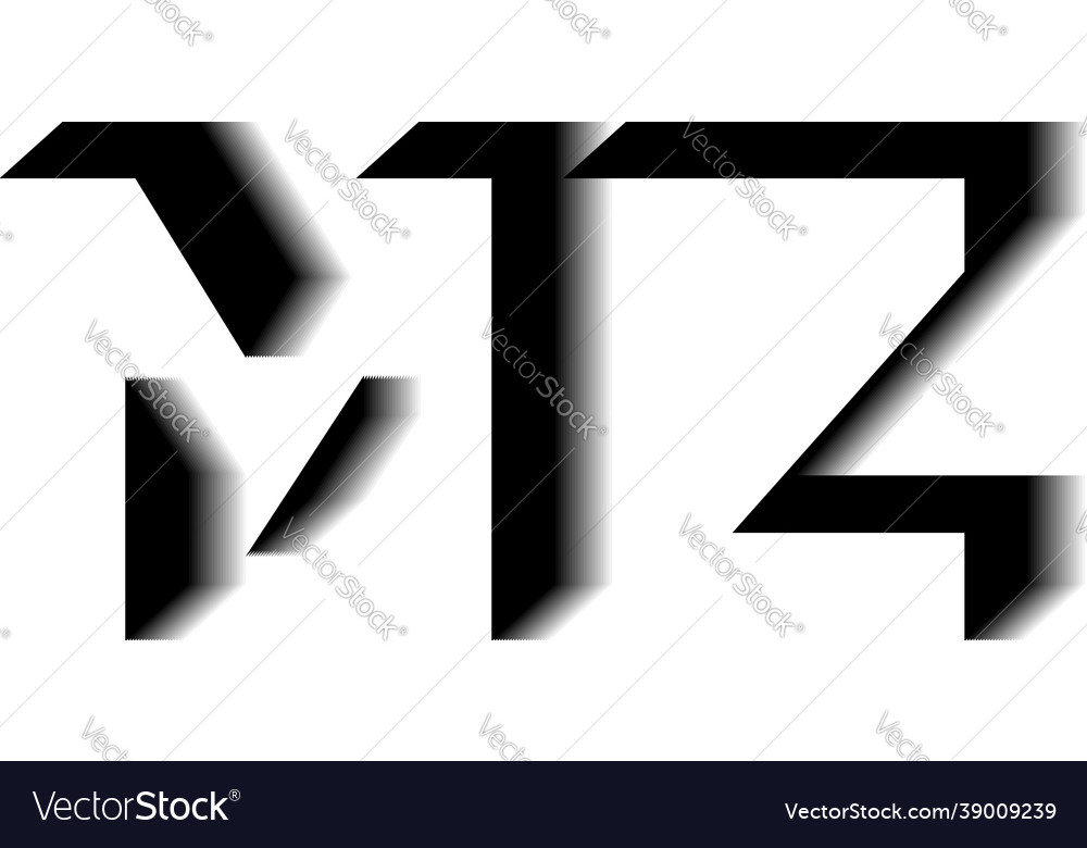 Mz monogram shadow shape style Vector Image Mz monogram shadow shape style