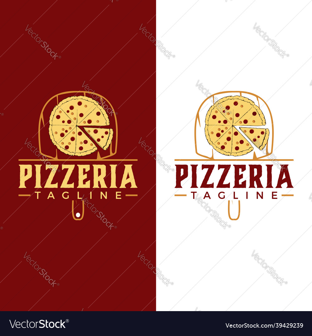 Pizza logo food restaurant pizzeria Royalty Free Vector