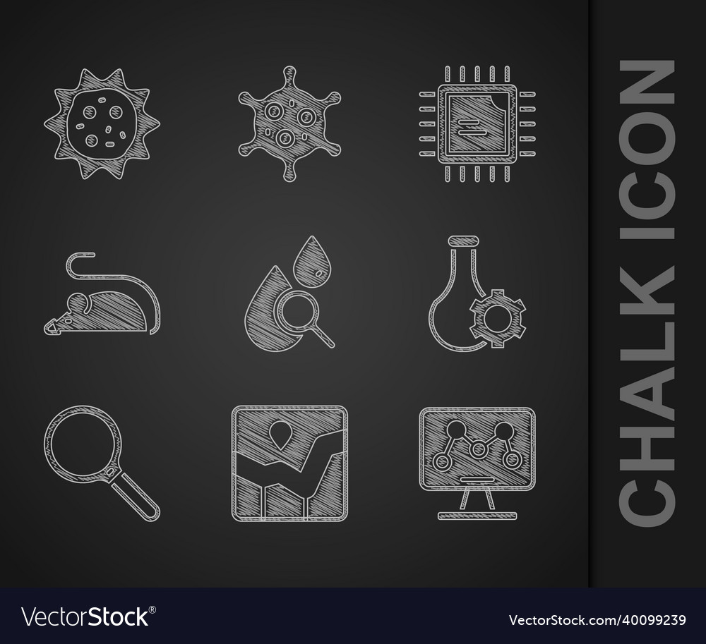 Set drop and magnifying glass graph chart vector image Set drop and magnifying glass graph chart