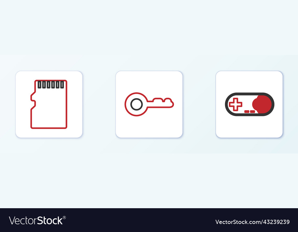 Set line gamepad micro sd memory card and diamond vector image Set line gamepad micro sd memory card and diamond