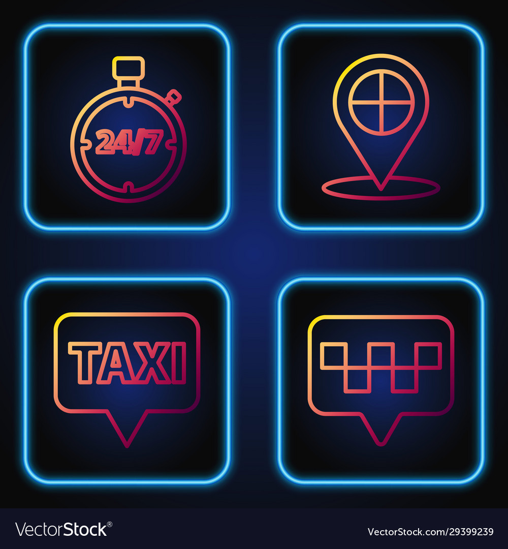 Linienkartenzeiger mit Taxi einstellen vector image Linienkartenzeiger mit Taxi einstellen