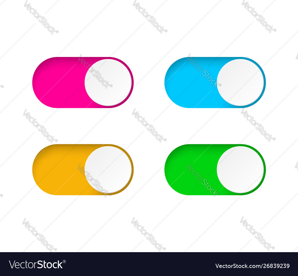 Set on and off toggle switch buttonsdesign vector image Set on and off toggle switch buttonsdesign