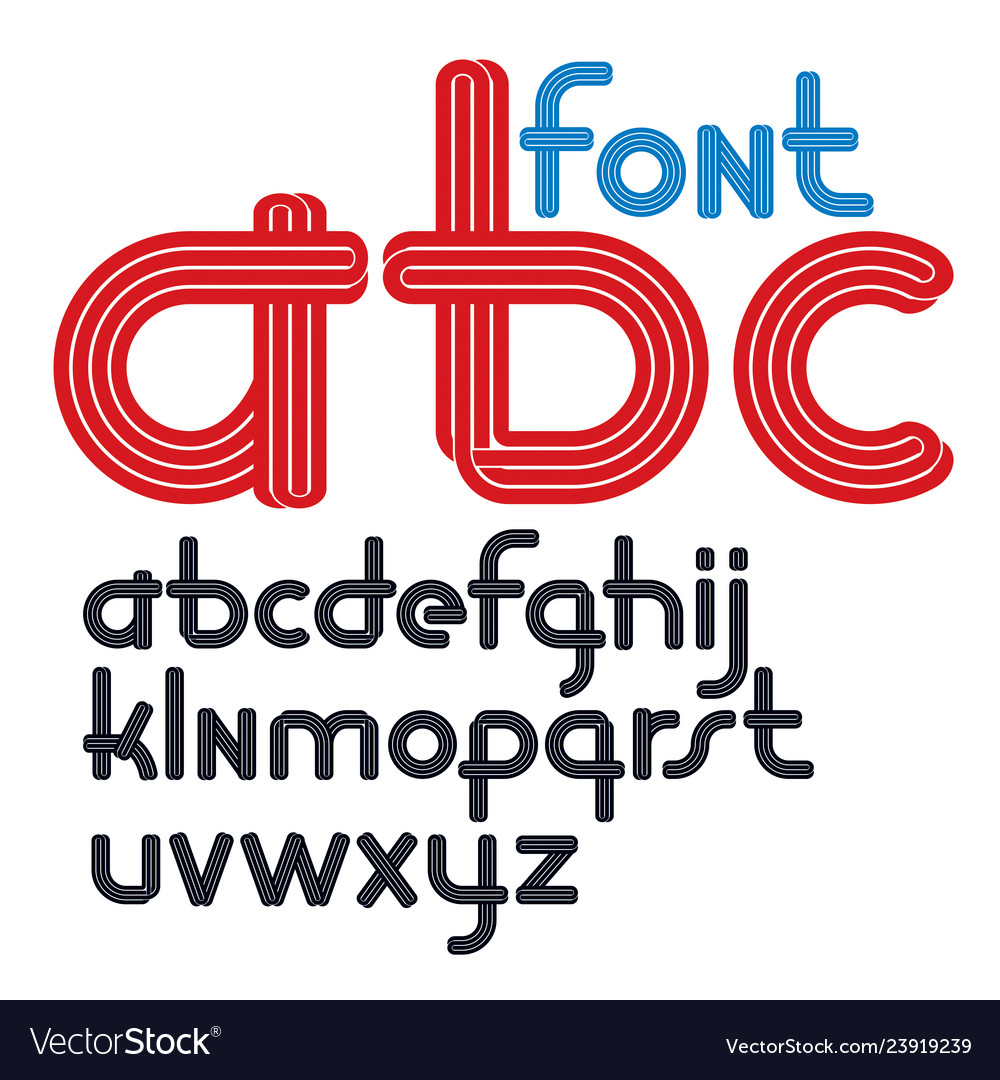 Set rounded lower case funky alphabet letters Vector Image