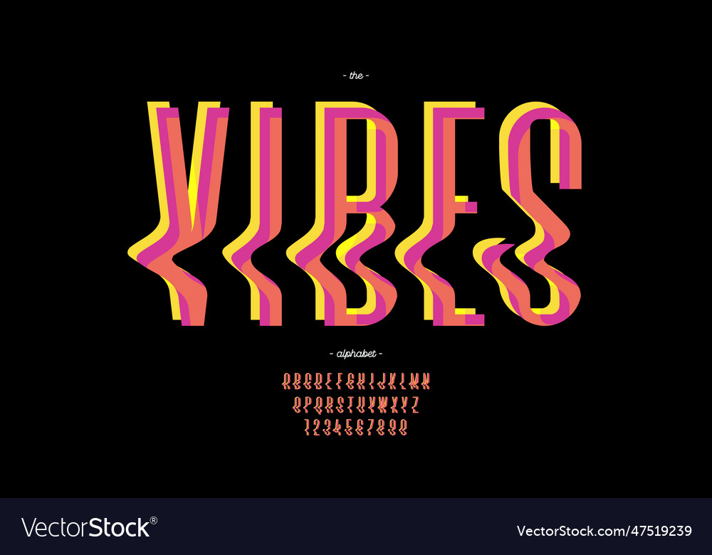 Vibes font modern colorful style Vector Image Vibes font modern colorful style