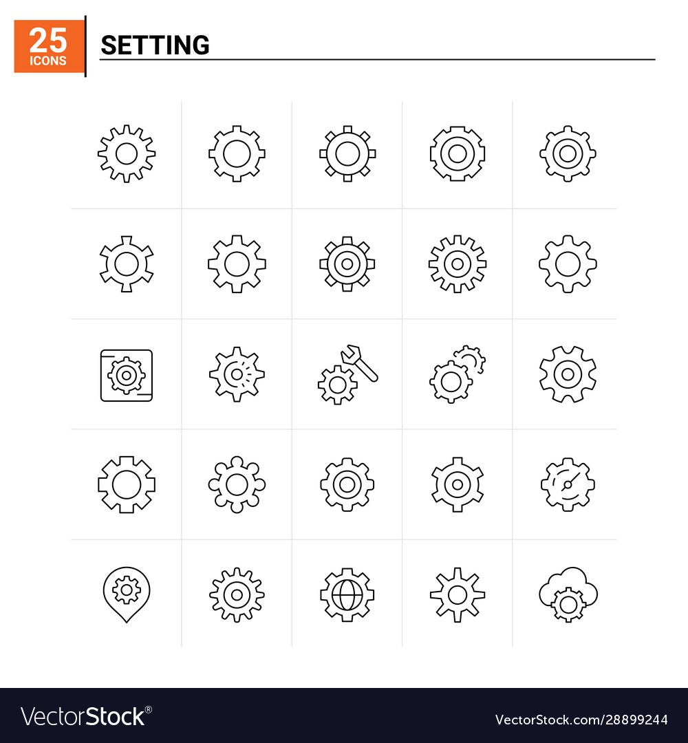 25 setting icon set background vector image 25 setting icon set background