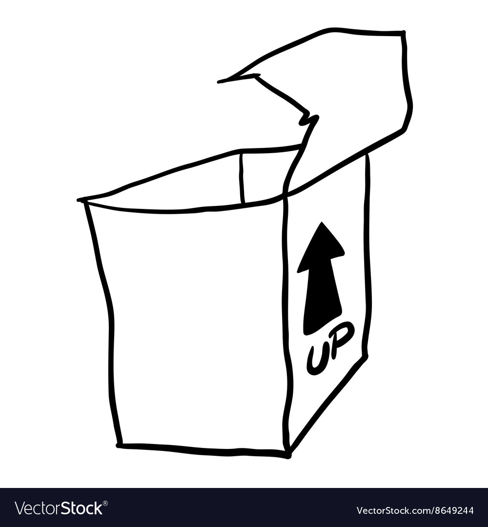 black and white freehand drawn cartoon empty box vector image