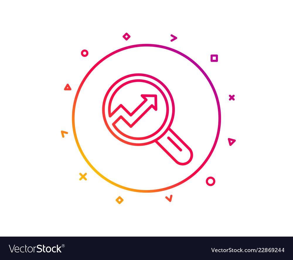 Chart line icon report graph sign in magnifier vector image Chart line icon report graph sign in magnifier