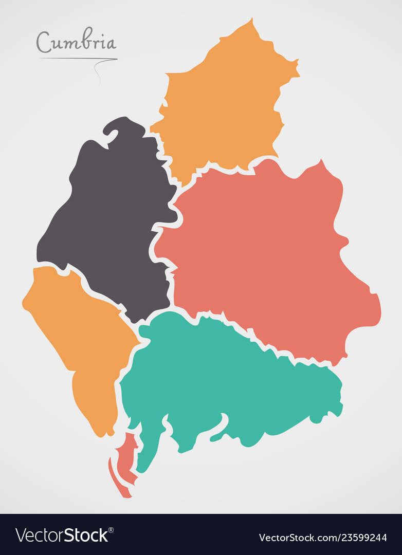 Cumbria england map with states and modern round Vector Image